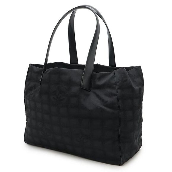 Pre Loved chanel Travel Line Tote Bag CC Logo Women black | black Shoulder Bags - Picture 2 of 7